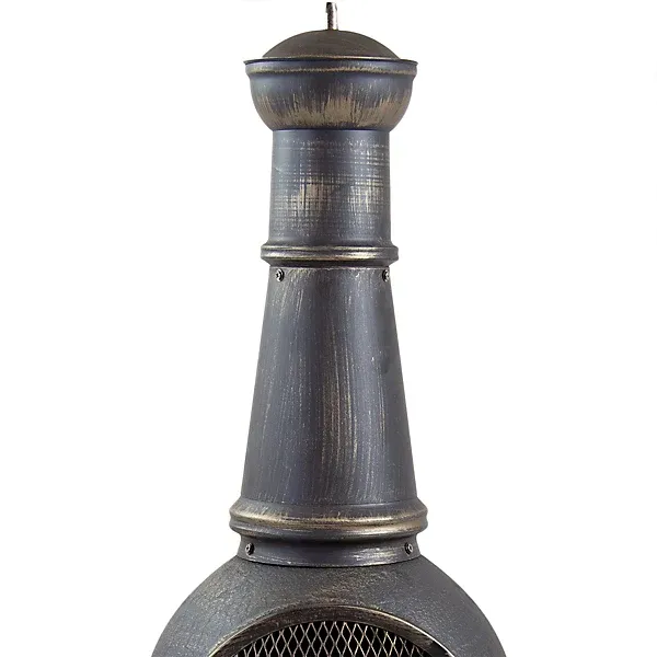 Bentley 120cm Extra-Large Open Bowl Mesh Cast Iron Patio Chiminea Heater Black - Image 6